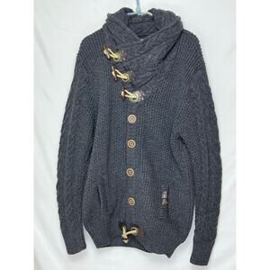 NWT Leif Nelson Men’s XL Gray Knit Jacket Cardigan Sweater Full Zip Stylish